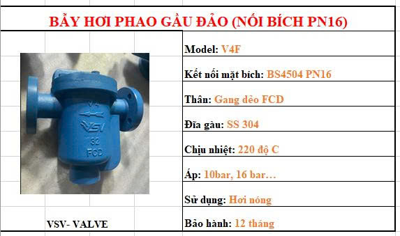 Cấu tạo bẫy hơi PN16 VSV