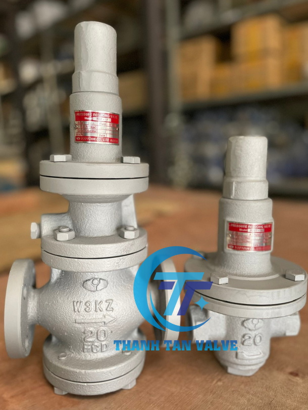 Van điều áp hơi, van giảm áp hơi nối ren và nối bích Yooyoun 