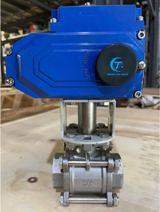 Van bi đóng mở bằng điện chất liệu inox nối ren DN15 DN20 DN25 DN32 DN40 DN50