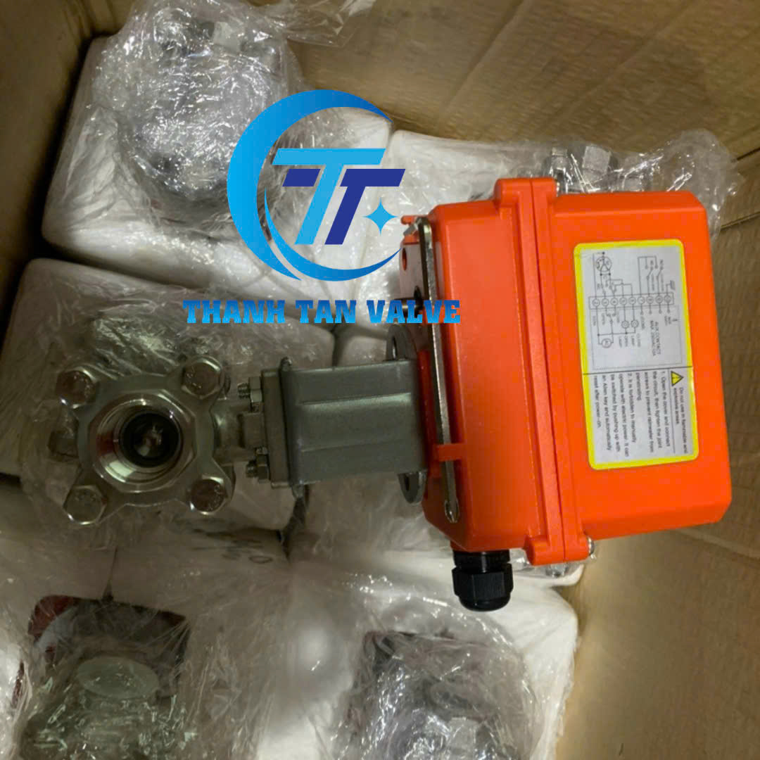 Van bi 3pc inox nối ren đóng mở bằng điện